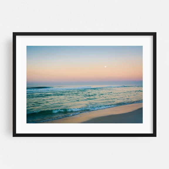Coastal Swirl - Panama City Beach Florida Photography Beach Ocean Sunset Coast Waves Minimalist Pastel Black Framed Wall Art Print 5 x 7 inches