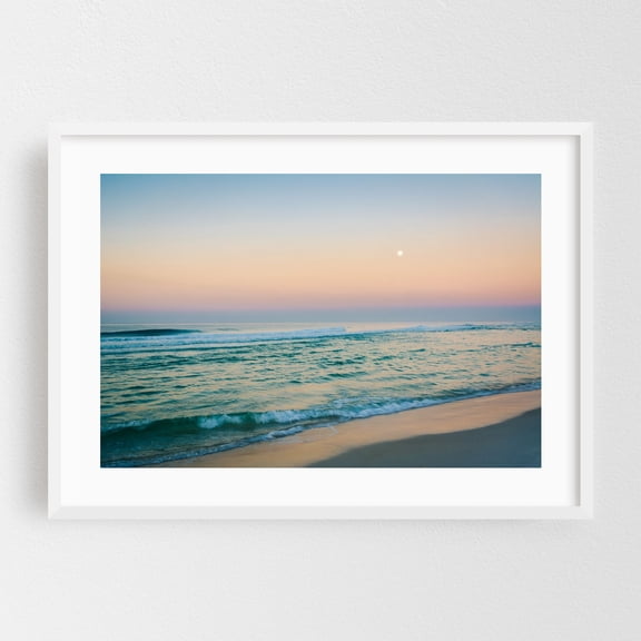 Coastal Swirl - Panama City Beach Florida Photography Beach Ocean Sunset Coast Waves Minimalist Pastel White Framed Wall Art Print 5 x 7 inches