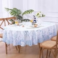 thumbnail image 1 of Coastal Table Cloth, Nautical Coral Seashell Decorative Tablecloth, Ocean Themed Starfish Waterproof Table Cover for Dining Table Kitchen Party Picnic Camping, Oval 60''''x84'''', Blue, 1 of 6