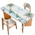 thumbnail image 1 of Coastal Table Cloths for 3 Foot Rectangle Tables, Summer Beach Nautical Ocean Palm Tree Patio Waterproof Elastic Fitted Tablecloths, Washable Rectangular Table Cover for Camping, 1 of 8