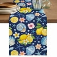 Coastal Table Runner, Summer Lemon Flower Shell Starfish Blue Washable ...