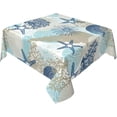 thumbnail image 1 of Coastal Tablecloth 54x54 Inch Square Waterproof Nautical Beach Starfish Coral Seashell Tablecloths Fabric Farmhouse Ocean Table Cloth Decorative for Picnic Party Holiday Home Indoor Outdoor, 1 of 6
