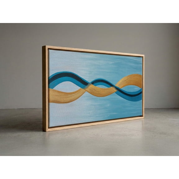 Coastal Teal And Gold Wave Panoramic Oceanic Wall Decor Unframed Paper Print