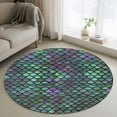 thumbnail image 1 of Coastal Teal Green Round Area Rug 3.3 FT, Non Slip Small Entryway Kitchen Mat, Modern Ocean Mermaid Scales Washable Soft Circular Rug Non-Shedding Door Mat for Bathroom Playroom Kids Room, 1 of 9