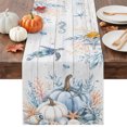 thumbnail image 1 of Coastal Thanksgiving Table Runner - 36 Inch Long Fall Pumpkins Sea Turtle Grey Wooden Cotton and Linen Blended Dress Scarves Farmhouse Table Runner for Kitchen Dining, Coffee Table, 13" x 36", 1 of 8