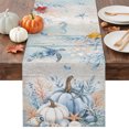 thumbnail image 1 of Coastal Thanksgiving Table Runner - 60 Inch Long Fall Pumpkins Sea Turtle Brown Wood Cotton and Linen Blended Dress Scarves Farmhouse Table Runner for Kitchen Dining, Coffee Table, 13" x 60", 1 of 8