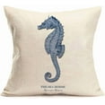 thumbnail image 1 of Coastal Theme Home Decorations Throw Pillow Case Blue Ocean Seahorse Pattern Cushion Covers Cotton Linen 18x18 Inch Pillowcase, 1 of 4