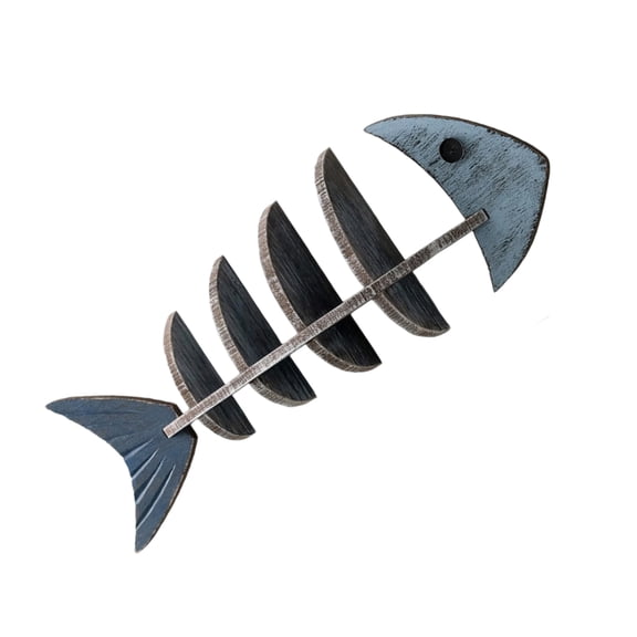 Coastal Themed Wooden Fish Wall Mounted Hanging Shelf With Aged Finish For Living Room Bedroom Entryway Display Rack
