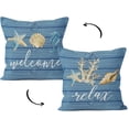 thumbnail image 1 of Coastal Throw Pillows,Coastal Pillow Covers,Nautical Beach Decorative Throw Pillow Cover,Nautical Pillows,Nautical Beach House Bed Room Decor Reversible Pillowcase (18x18 in, Blue-2), 1 of 5