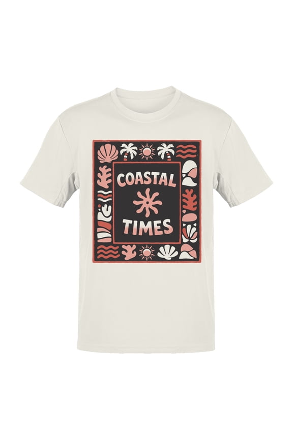 Coastal Times Ocean Vibes Art Men's T-shirt Off-White