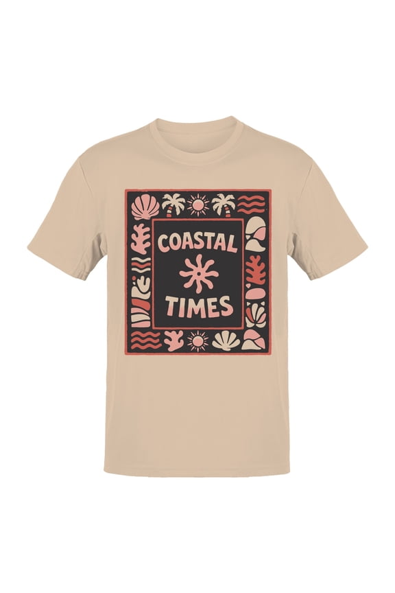 Coastal Times Ocean Vibes Art Men's T-shirt Off-White