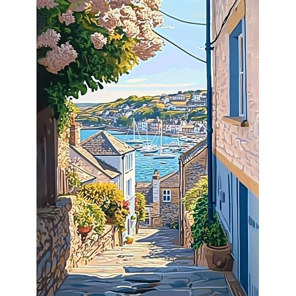 Coastal Town Harbor View Canvas Wall Art Perfect for Living RoomKitchenand Dining Room Decoration