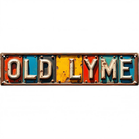 Coastal Town Street Tin Sign 16*4 Inch OLD LYME Wall Art for Beach House Patio Bar Vintage Decor