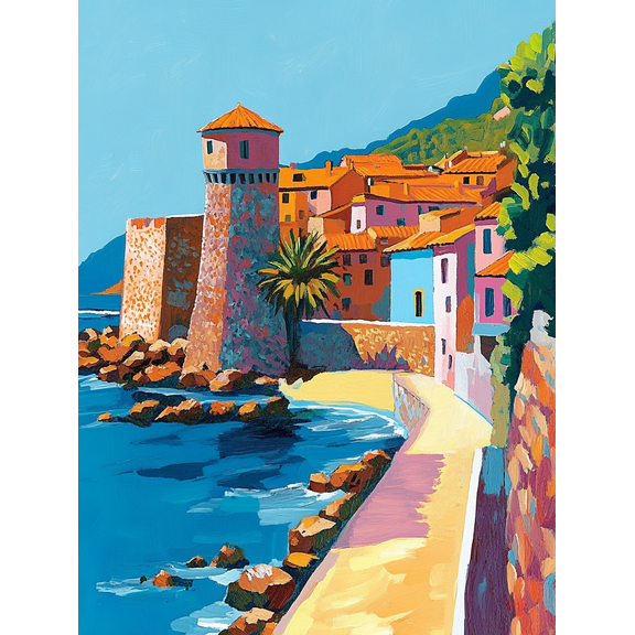 Coastal Town Tower Canvas Painting Perfect for Living Room Bedroom Office Hallway and Bathroom Decor