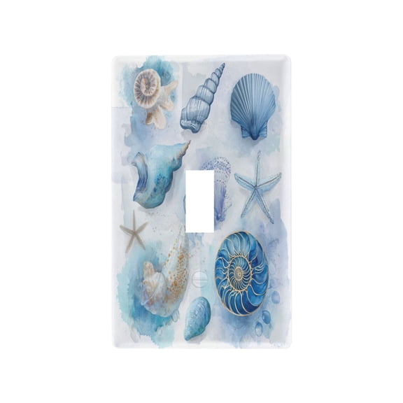 Coastal Treasures Watercolor Art Decorative Wall Plate, Flame Retardant PC Plastic Light Switch & Outlet Cover with Mounting Screws Fits Toggle Switch