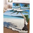 thumbnail image 1 of Coastal Tropical Full Size Down Alternative Comforter, Lightweight Comforter Quilt Bedding Set with Pillow Shams Blue Sky Coconut Tree Summer Beach All Seasons Bed Comforter Duvet Insert 78"x90", 1 of 7