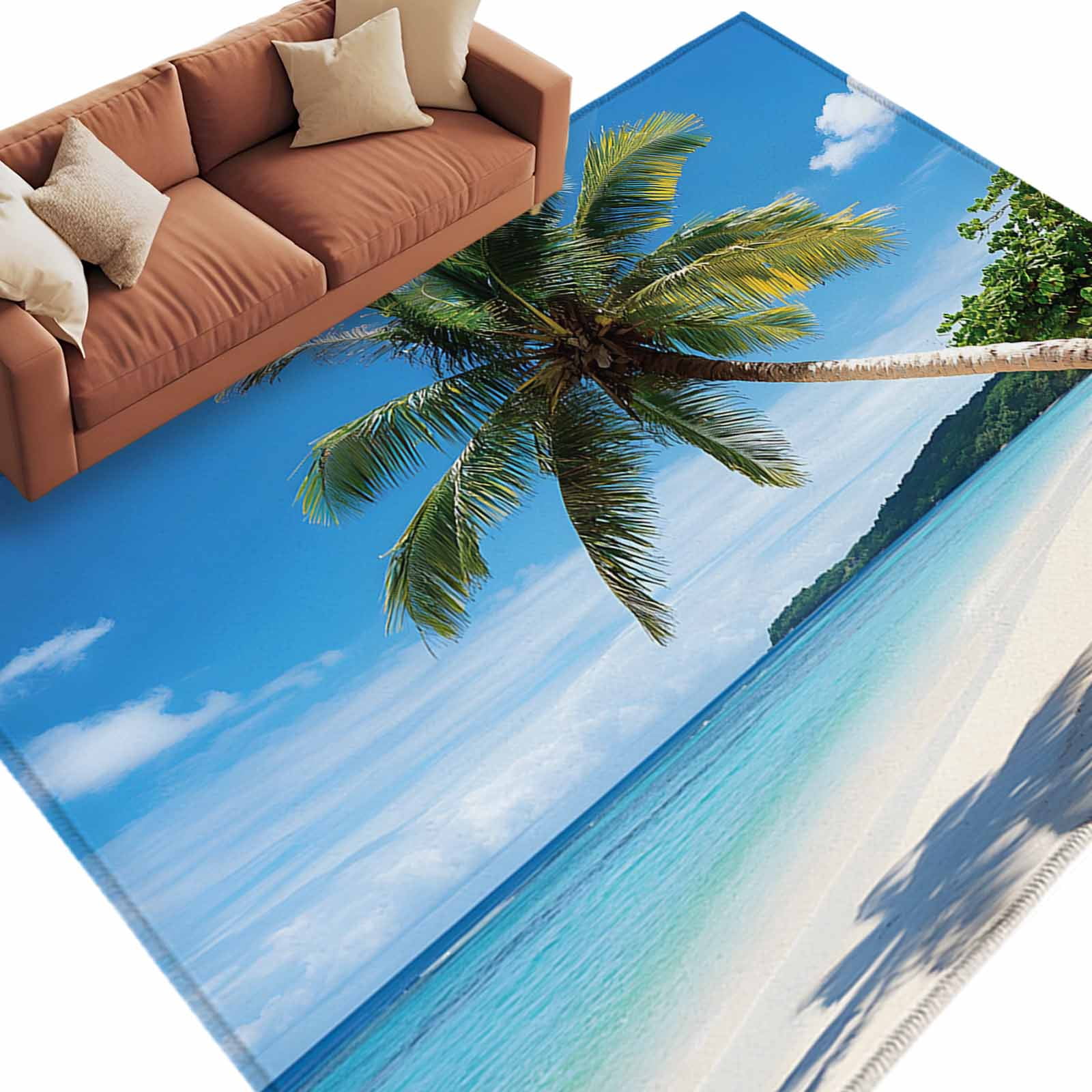 Coastal Tropical Large Area Rugs for Bedroom Living Room, Soft Non Slip ...