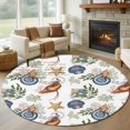 thumbnail image 1 of Coastal Tropical Large Round Rug 8 FT, Non Slip Living Room Area Carpet, Palm Leaves Starfish Coral Washable Soft Circle Rug Non-Shedding Floor Carpet for Bedroom Office Dining Room, 1 of 9