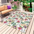 thumbnail image 1 of Coastal Tropical Outdoor Rug for Patio/Deck/Porch, Non-Slip Large Area Rug 6 x 9 Ft, Green Palm Leaf Flowers Straw Hat Indoor Outdoor Rugs Washable Area Rugs, Reversible Camping Rug Carpet Runner, 1 of 8