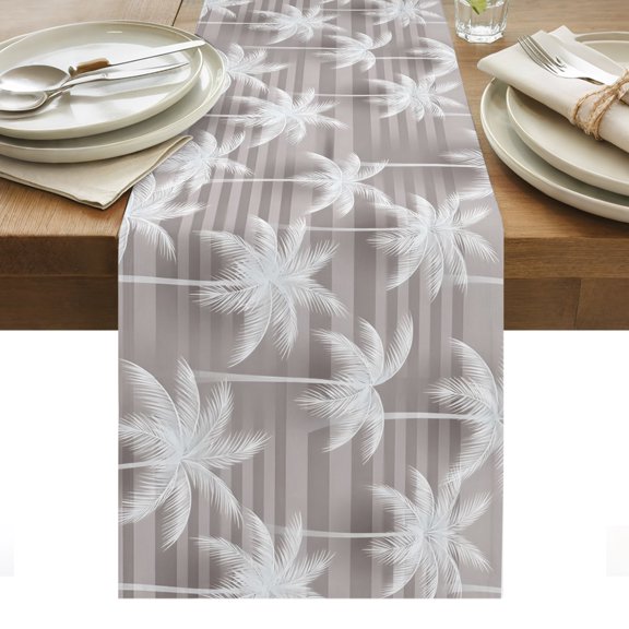 Coastal Tropical Tree Table Runner Summer Palm Trees Botanical Tablerunners 13 x 36 Inch, Table Decorations Tabletop Scarf for Summer Gathering Holiday Farmhouse Kitchen Dining Decor