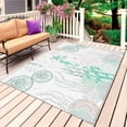 thumbnail image 1 of Coastal Turquoise Outdoor Rug for Patio/Deck/Porch, Non-Slip Large Area Rug 5 x 7 Ft, Coral Starfish Jellyfish Seahorse Indoor Outdoor Rugs Washable Area Rugs, Reversible Camping Rug Carpet Runner, 1 of 8