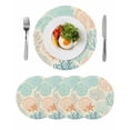 thumbnail image 1 of Coastal Turquoise Round 15 Inch Placemats Set of 4, Ocean Coral Starfish Shell Modern Sea HeatResistant Non Slip Place Mats for Dining Table, Wipeable Braided Kitchen Table Mats for Housewarming, 1 of 9