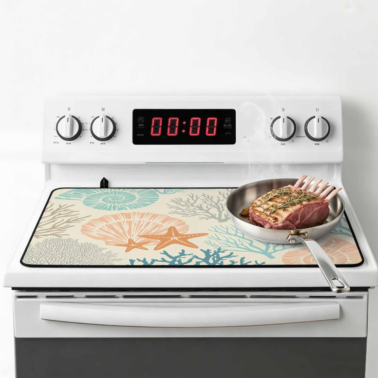 Stove Shell Coastal Turquoise Stove Top Cover for Electric Stove, Heat-proof & Non ...