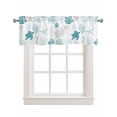 thumbnail image 1 of Coastal Turquoise Turtle Linen Curtain Valance for Bedroom/Bathroom/Kitchen/Office/Living/Dining Room Windows,Watercolor Gradient Coral Shell White Pocket Topper Drapes Decorative Cafe Drapery 54x18, 1 of 6