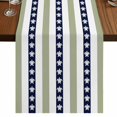 thumbnail image 1 of Coastal Turtle 70 Inch Table Runner, Sage Green Stripe Navy White Ocean Farmhouse Dresser Scarf Cotton & Linen Tablerunner for Dining/Kitchen Island/Holiday Party Décor 13" x 70", 1 of 9