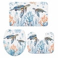 thumbnail image 1 of Coastal Turtle Bath Mat 3 Piece Bathroom Rug Set, Blue Ocean Coral Starfish Seagrass Non Slip Bath Rug Contour Mat and Toilet Lid Cover, Absorbent Shower Mats Soft Bath Rugs and Mats Sets, 1 of 8
