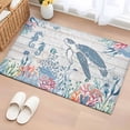 thumbnail image 1 of Coastal Turtle Bathroom Rug Washable 2x3 Entryway Rug Non Slip Beach Nautical Ocean Coral Seahorse Vintage Front Door Mat Low Pile Indoor Doormat Throw Floor Carpet for Kitchen Bedroom Entrance, 1 of 8