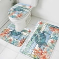 thumbnail image 1 of Coastal Turtle Bathroom Rugs Set Ocean Coral Seaweed Non Slip Absorbent Soft Bath Mats 3 Piece Set with Bathroom Rug, U-Shaped Floor Mat, Toilet Seat Cover Large Size, 1 of 9