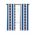thumbnail image 1 of Coastal Turtle Blackout Curtains, Light Blocking Print Window Curtains, Blue Stripe Navy White Geometric Ocean Thermal Insulated Window Drapes for Living Room Kitchen Cafe 2 Panels, 84"W x 63"L, 1 of 9