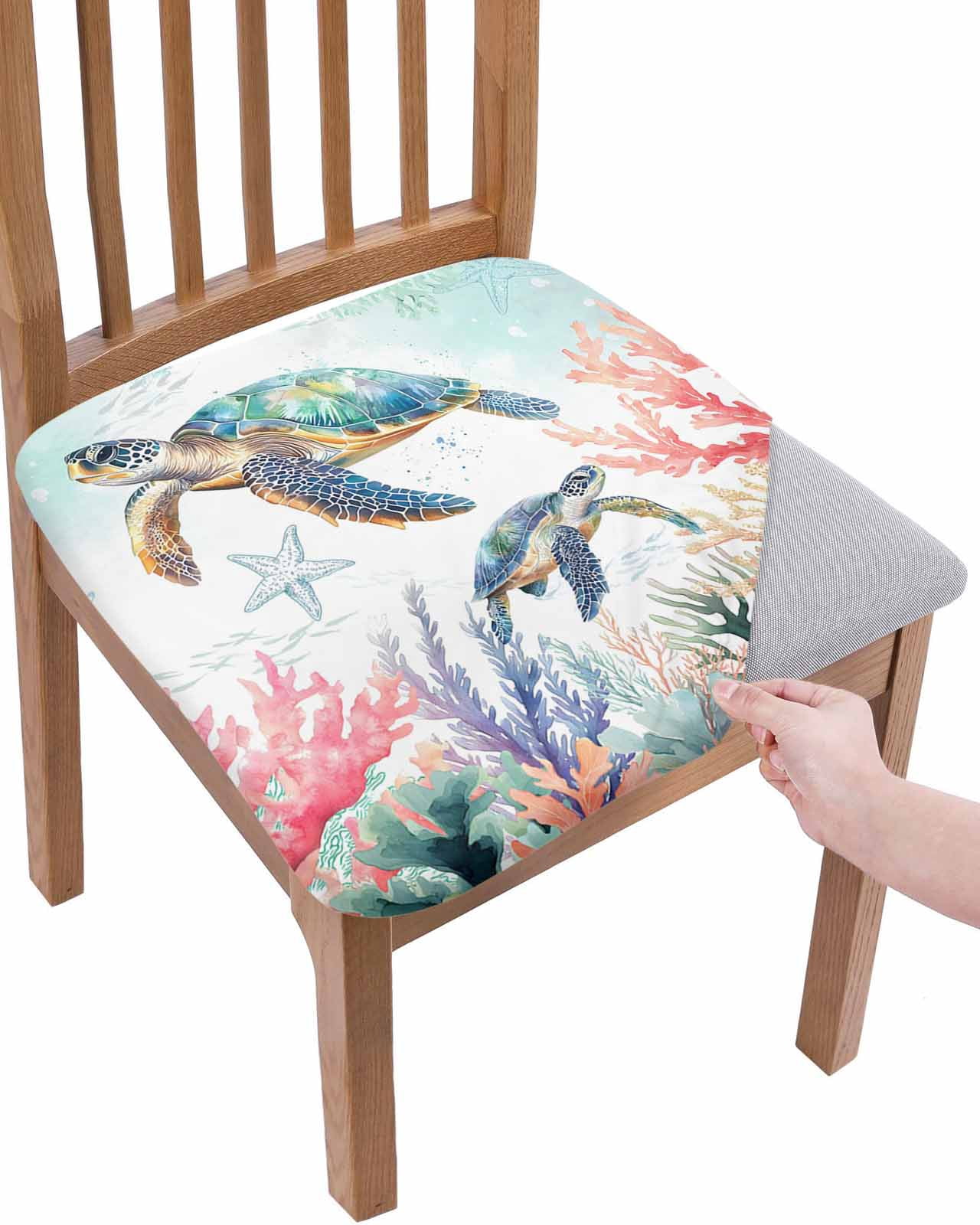Turtle Chair Coastal Turtle Chair Seat Covers for Dining Room Stretch Chair Seat ...