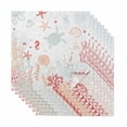 thumbnail image 1 of Coastal Turtle Cloth Napkins, Orange Red Coral Green Jellyfish Starfish Washable and Reusable Dinner Napkins Set of 8, Table Napkin for Kitchen Party Birthday Wedding Hotel Housewarming 20"x20", 1 of 8