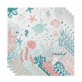 thumbnail image 1 of Coastal Turtle Cloth Napkins, Teal Green Ocean Coral Starfish Jellyfish Washable and Reusable Dinner Napkins Set of 4, Table Napkin for Kitchen Party Birthday Wedding Hotel Housewarming 20"x20", 1 of 8