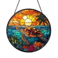 Coastal Turtle Design Stained Glass Style Decorative Window Panel ...