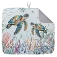 Coastal Turtle Dish Drying Mat for Kitchen Counter,Ocean Starfish Coral ...