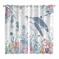 thumbnail image 1 of Coastal Turtle Kitchen Curtains Window Panels, Summer Beach Nautical Ocean Coral Seahorse Insulated Window Treatment Curtain, Grommet Curtains for Bedroom/Living Room/Bathroom, 2 Piece 42"Wx63"L, 1 of 8