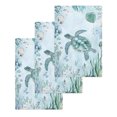 thumbnail image 1 of Coastal Turtle Kitchen Dish Towels for Drying Dishes Set of 3, Beach Nautical Seashells Seaweed Coral Waffle Weave Microfiber Hand Tea Bathroom Towels Quick Dry & Absorbent Towel 15.7x23.6, 1 of 7