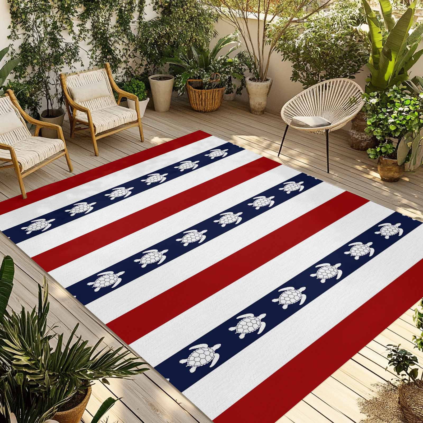 Turtle Outside Rugs Coastal Turtle Outdoor Rug 6x9 Ft - Reversible Patio Rug Outdoor ...
