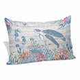 thumbnail image 1 of Coastal Turtle Pillow Covers, Linen Long Throw Pillow Case, Beach Nautical Ocean Coral Seahorse Vintage Holiday Pillow Protector Decorative Cushion Cover for Living Room/Bedroom 20" x 36", 1 of 8
