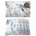 thumbnail image 1 of Coastal Turtle Placemats Set of 6, Summer Beach Nautical Ocean Coral Seahorse Placemats for Dining Table, Place Mats for Kitchen Tabletop, Waterproof Wipeable Dining Table Mats Set, 1 of 9