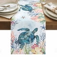 thumbnail image 1 of Coastal Turtle Table Runner - 108 Inch Long, Kitchen Dining Table Runner Dresser Scarves, Nautical Ocean Coral Jellyfish Seashells Farmhouse Decor for Coffee Tables Wedding Party Banquet, 1 of 8