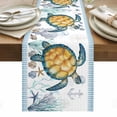 thumbnail image 1 of Coastal Turtle Table Runner - 108 Inch Long, Kitchen Dining Table Runner Dresser Scarves, Ocean Nautical Starfish Conch Seashells Farmhouse Decor for Coffee Tables Wedding Party Banquet, 1 of 8
