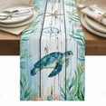 thumbnail image 1 of Coastal Turtle Table Runner - 36 Inch Long, Kitchen Dining Table Runner Dresser Scarves, Nautical Ocean Shells Seaweeds Starfish Farmhouse Decor for Coffee Tables Wedding Party Banquet, 1 of 8