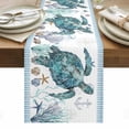 thumbnail image 1 of Coastal Turtle Table Runner - 48 Inch Long, Kitchen Dining Table Runner Dresser Scarves, Nautical Starfish Coral Jellyfish Stripes Farmhouse Decor for Coffee Tables Wedding Party Banquet, 1 of 8