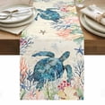 thumbnail image 1 of Coastal Turtle Table Runner - 70 Inch Long, Kitchen Dining Table Runner Dresser Scarves, Farmhouse Nautical Coral Jellyfish Starfish Farmhouse Decor for Coffee Tables Wedding Party Banquet, 1 of 8