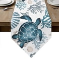 Coastal Turtle Table Runner Linen Burlap Table Runner 90 Inches Long ...