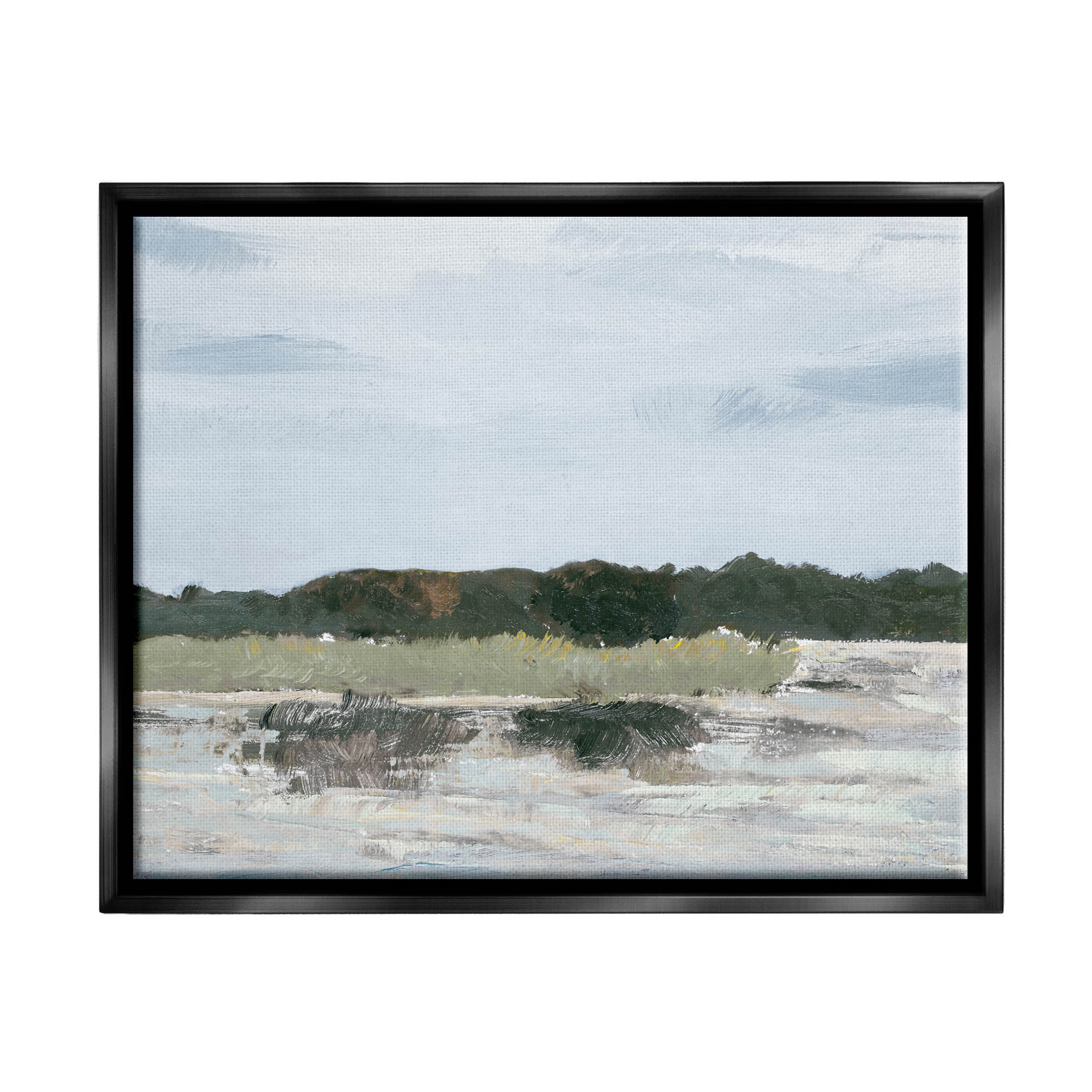 Coastal Vast Hills Landscape Landscape Painting Jet Black Framed Art Print Wall Art